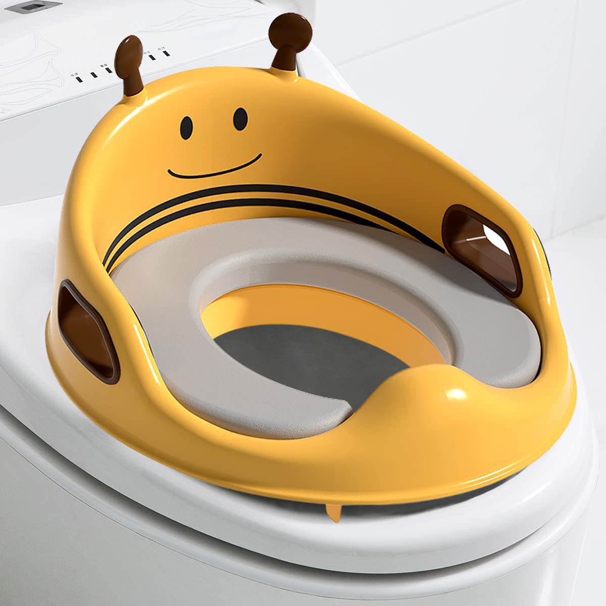 SNOWIE SOFT Potty Training Seat for Kids 1+ Years Old Kids with Soft PU Cushion and Safe Handles, Toilet Seat for Boys Girls with Non-Slip and Splash Guard, Potty Seat Detachable Training Seat Sheet SNOWIE SOFT Potty Training Seat for Kids 1+ Years Old Kids with Soft PU Cushion and Safe Handles, Toilet Seat for Boys Girls with Non-Slip and Splash Guard, Potty Seat Detachable Training Seat Sheet